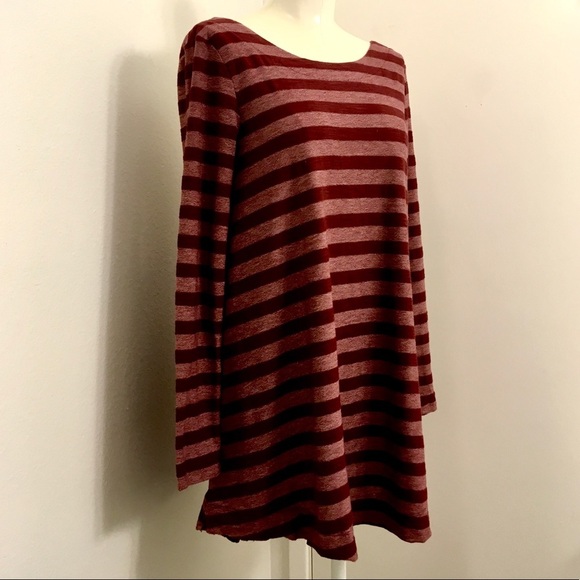 FREE PEOPLE BEACH Movie Date maroon striped tunic oversized XS - Picture 2 of 8